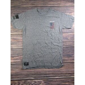 Howitzer Patriot Mens Small Gray T Shirt USA America Military Veteran Dont Tread